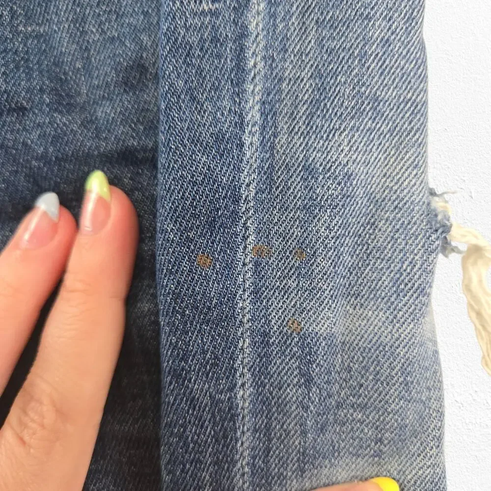 Madewell  Dark Wash Slim Boyjean Distressed Raw Hem Boyfriend Jeans Size 25